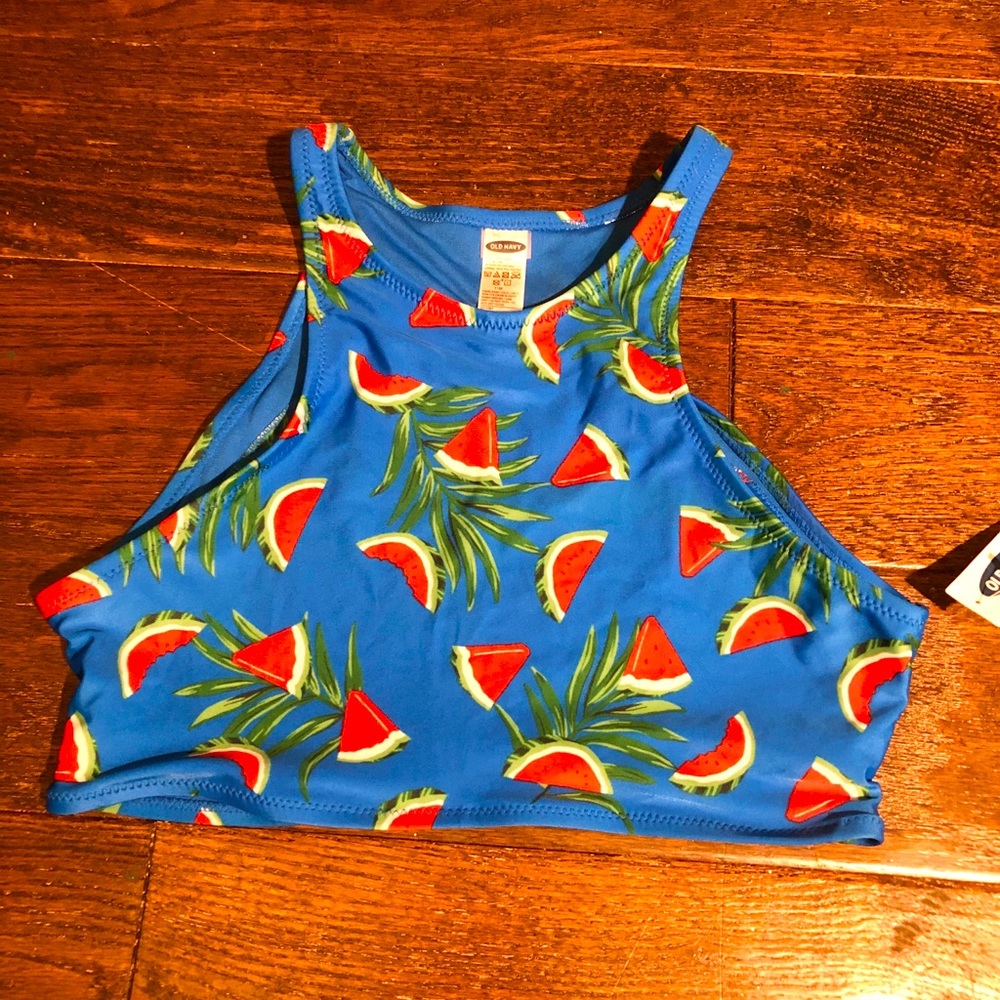 NWT old navy watermelon high neck swim top size medium